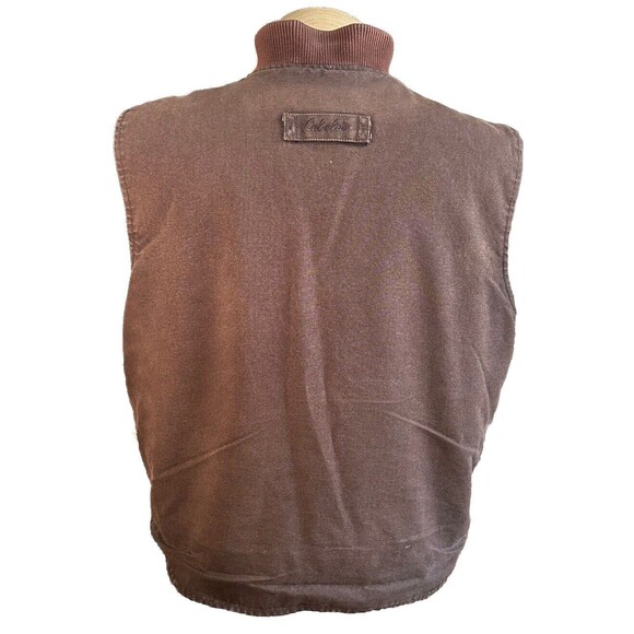 Vintage Distressed Cabela’s RoughNeck Canvas Insulated Quilted Line Brown Vest - Picture 4 of 7